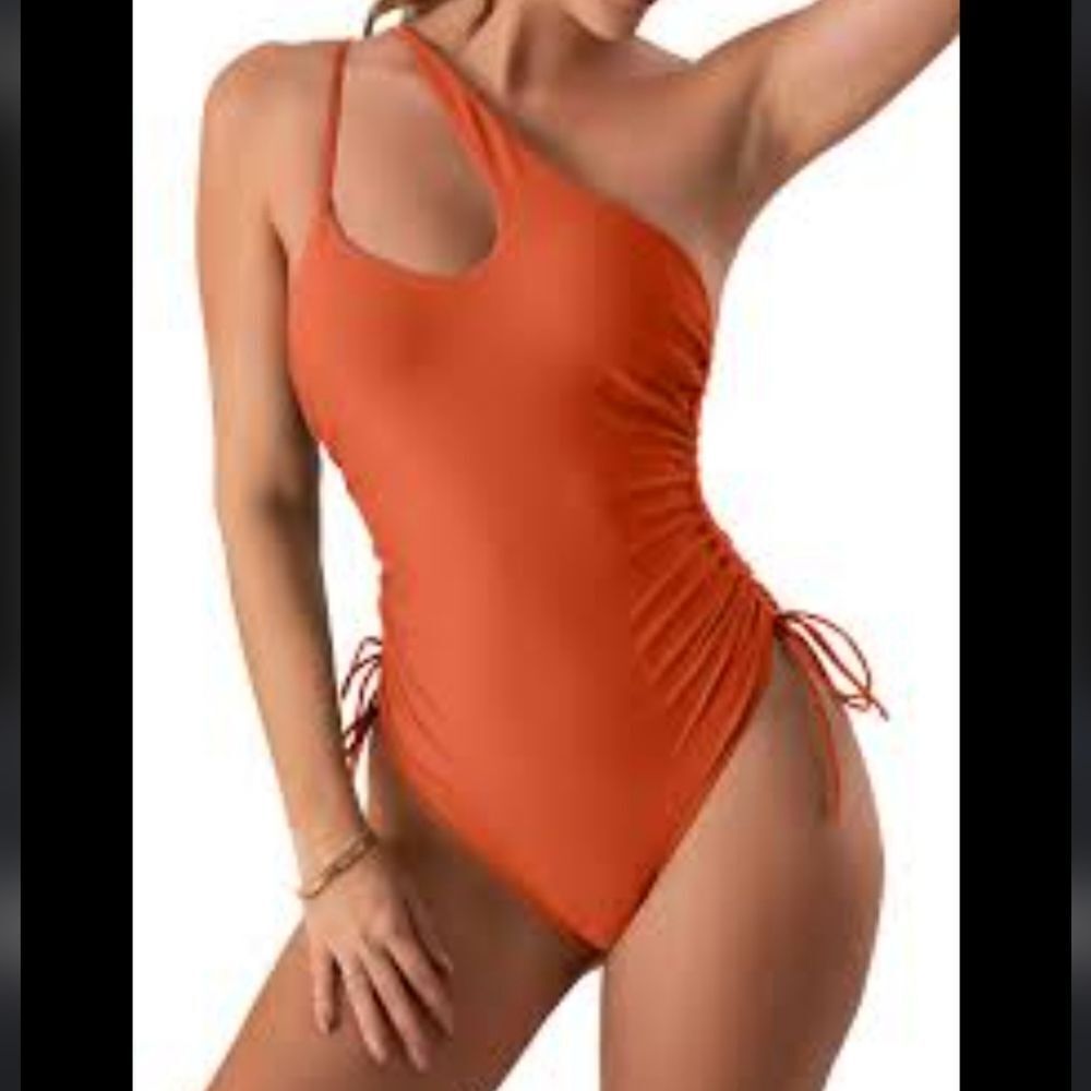 EOMENIE ONE SHOULDER ONE PIECE SWIMSUIT FOR WOMEN HIGH CUT TIE SIDE